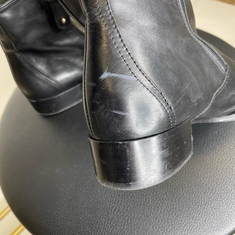 Napoleoni Black Leather Pointed-Toe Ankle Booties - Picture 11 of 14